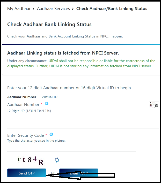 Check Aadhaar/Bank Linking Status