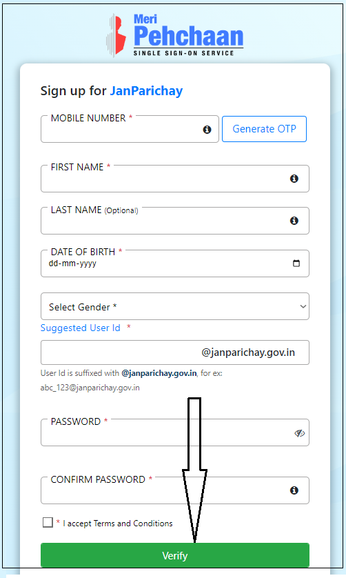 Meri Pehchan Portal registration
