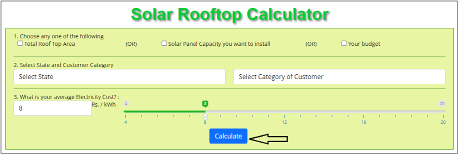 Solar Rooftop calculator 