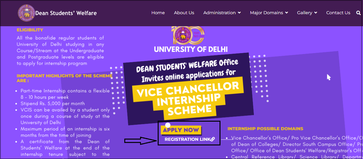DU Paid Internship Scheme online