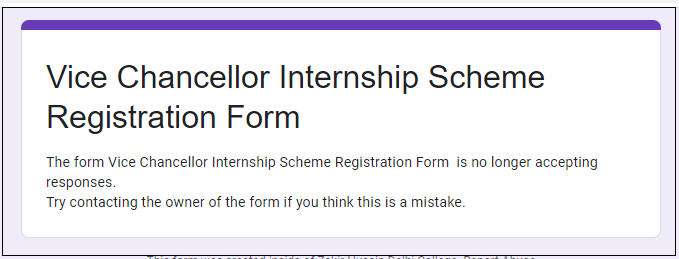 DU Paid Internship Scheme registration